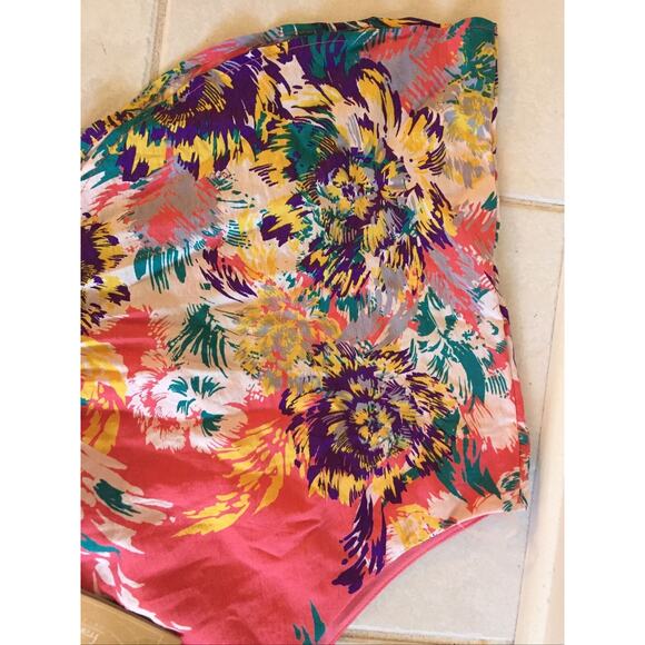 Francescas One Shoulder Floral Print Coral Dress Size Medium - Picture 3 of 7